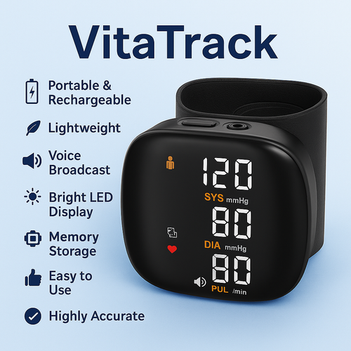 VitaTrack™ - Smart Wrist Blood Pressure Monitor
