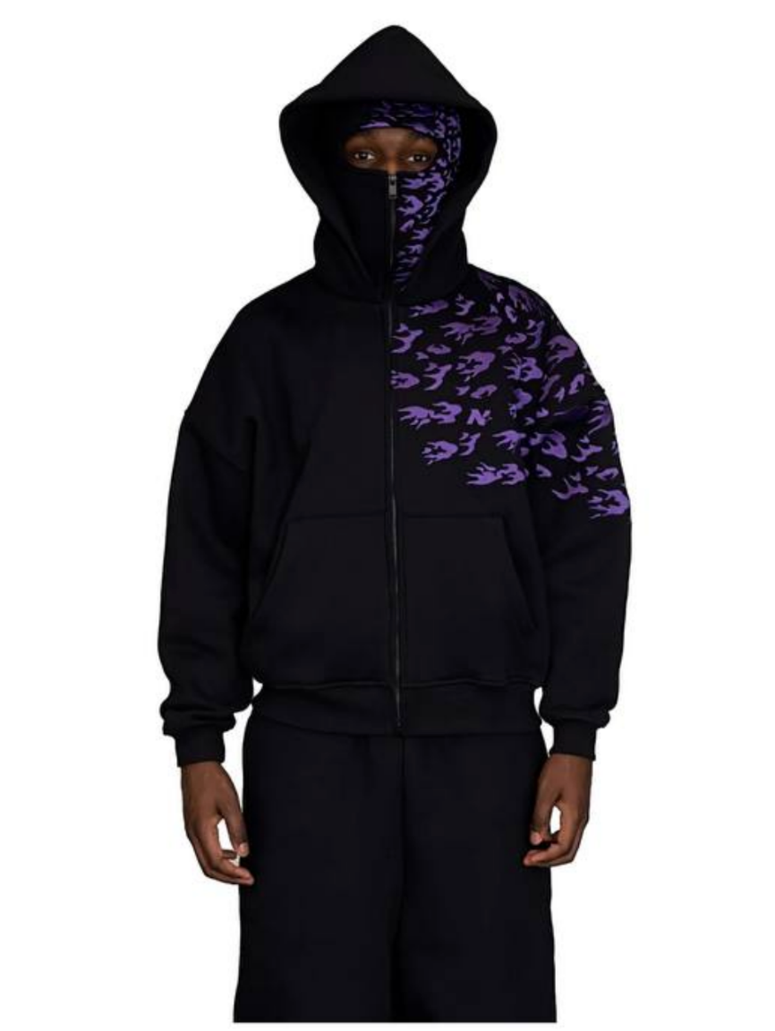 "SASUKE UCHIHA X CURSE MARKS" BALACLAVA ZIP HOODIE