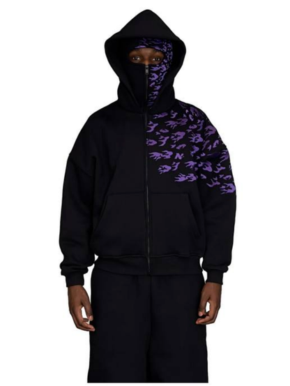 "SASUKE UCHIHA X CURSE MARKS" BALACLAVA ZIP HOODIE
