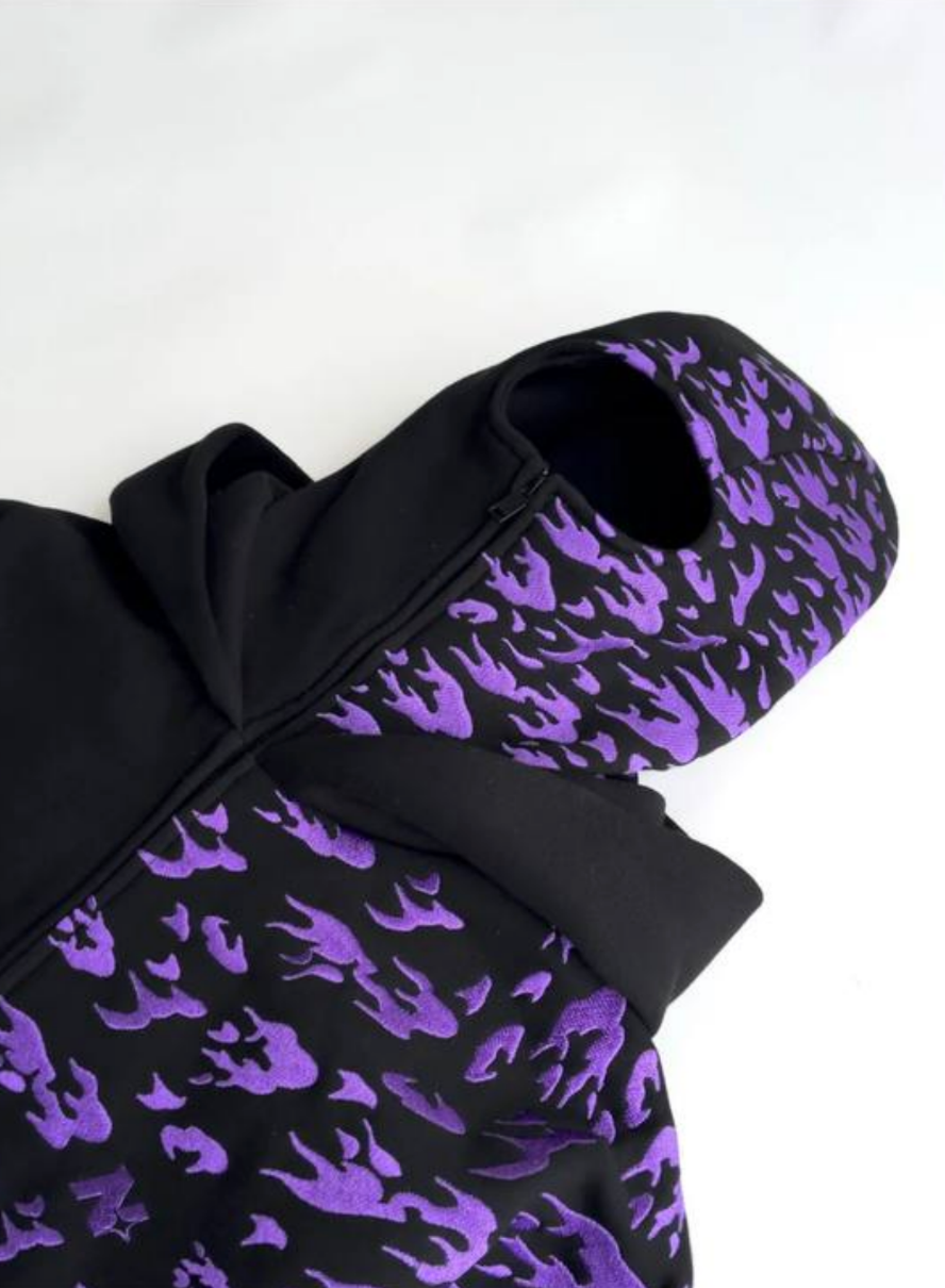 "SASUKE UCHIHA X CURSE MARKS" BALACLAVA ZIP HOODIE